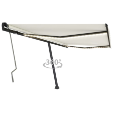 Krémszínű kézzel kihúzható LED-es napellenző 400 x 350 cm kerti bútor
