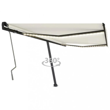  krémszínű kézzel kihúzható LED-es napellenző 450 x 350 cm kerti bútor