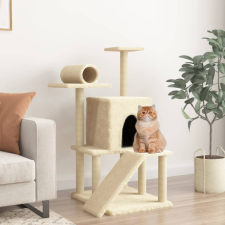 krémszínű macskabútor szizál kaparófákkal 110,5 cm macskafelszerelés