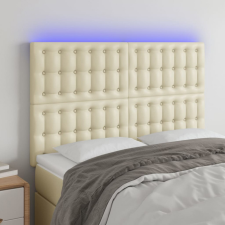  Krémszínű műbőr LED-es fejtámla 144x5x118/128 cm ágy és ágykellék