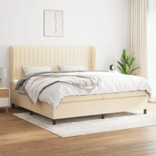  krémszínű szövet rugós ágy matraccal 200 x 200 cm ágy és ágykellék