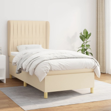  Krémszínű szövet rugós ágy matraccal 90 x 190 cm ágy és ágykellék