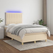 krémszínű szövet rugós és LED-es ágy matraccal 120 x 200 cm ágy és ágykellék
