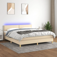  krémszínű szövet rugós és LED-es ágy matraccal 180 x 200 cm ágy és ágykellék