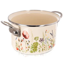  Krémszínű Zománcozott Fazék Pipacsos Mintával (MAKI) – 4 liter, 22 cm 113387 edény