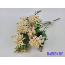  Krizantém 10 ágú selyem csokor 42cm - Világos Púder dekorációs kellék