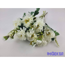  Krizantém 11 ágú selyem csokor 44cm - Krém dekorációs kellék