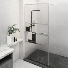  króm ESG üveg és alumínium zuhanyfal polccal 90 x 195 cm kád, zuhanykabin