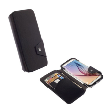 KRUSELL FlipWallet KALMAR tok álló, bőr hatású (FLIP, oldalra nyíló, bankkártya tartó) FEKETE [Samsung Galaxy S6 (SM-G920)] (76137) tok és táska