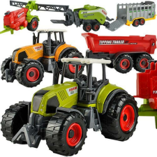 Kruzzel 6 db-os játék mezőgazdasági járműkészlet (traktor, pótkocsi stb.) autópálya és játékautó