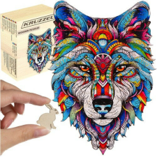 Kruzzel Színes fa puzzle farkas puzzle, kirakós