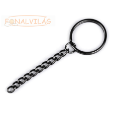 Kulcskarika lánccal, sötét nikkel - 25mm rövidáru