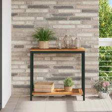  Kültéri Asztal tárolóval Természetes és fekete 80 x 35 x 75 cm kerti bútor