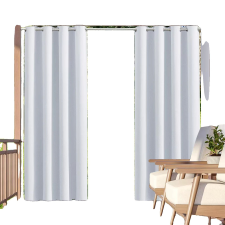  Kültéri függöny, vízálló, sötétítő funkció, ezüst fehér, SZ52xH94in-132x238cm, 2db lakástextília