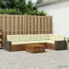 Kültéri kanapé szett 6 pcs Természetes és krémszínű