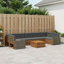  Kültéri kanapé szett 8 pcs Természetes és antracit kerti bútor