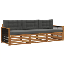  Kültéri kanapé szett párnával 3 pcs Természetes és antracit kerti bútor