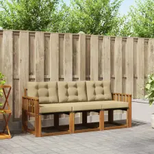  Kültéri kanapé szett párnával 3 pcs Természetes és bézs kerti bútor
