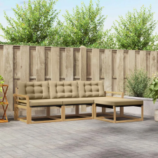  Kültéri kanapé szett párnával 4 pcs Fehér és Bézs kerti bútor