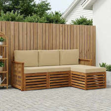  Kültéri kanapé szett párnával 4 pcs Természetes és bézs kerti bútor