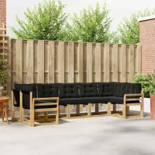  Kültéri kanapé szett párnával 7 pcs Fehér és Fekete kerti bútor