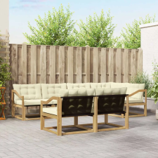  Kültéri kanapé szett párnával 7 pcs Fehér és Krém színű kerti bútor
