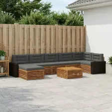  Kültéri kanapé szett párnával 8 pcs Természetes és antracit kerti bútor