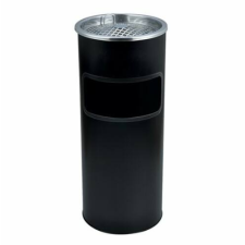 . Kültéri szemetes, fém, tűzálló, kivehető hamutartóval, fekete, 25x58 cm szemetes