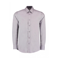 Kustom Kit Férfi hosszú ujjú Ing Kustom Kit Tailored Fit Premium Contrast Oxford Shirt 2XL, Ezüstszürke/Szénszürke férfi ing