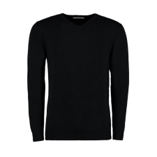 Kustom Kit Férfi hosszú ujjú kötött felső Kustom Kit Classic Fit Arundel V Neck Sweater 2XL, Fekete férfi pulóver, kardigán