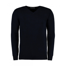 Kustom Kit Férfi hosszú ujjú kötött felső Kustom Kit Classic Fit Arundel V Neck Sweater XL, Sötétkék (navy)