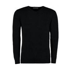 Kustom Kit Férfi hosszú ujjú kötött felső Kustom Kit Classic Fit Arundel V Neck Sweater XS, Fekete
