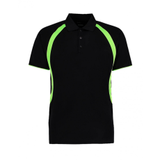 Kustom Kit Férfi rövid ujjú galléros póló Kustom Kit Classic Fit Cooltex Riviera Polo Shirt 2XL, Fekete/Fluorescent Lime zöld