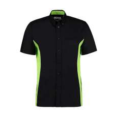 Kustom Kit Férfi rövid ujjú galléros póló Kustom Kit Classic Fit Sportsman Shirt SSL M, Fekete/Lime zöld zöld/Fehér
