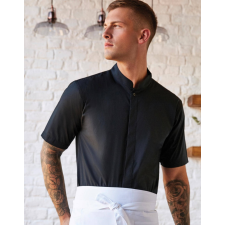 Kustom Kit Férfi rövid ujjú ing Kustom Kit Tailored Fit Mandarin Collar Shirt SSL S, Fekete férfi ing