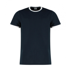 Kustom Kit Férfi rövid ujjú póló Kustom Kit Fashion Fit Ringer Tee S, Sötétkék navy/fehér