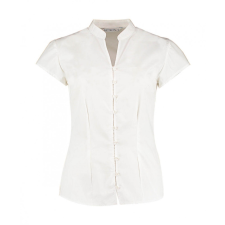 Kustom Kit Női csapott ujjú blúz Kustom Kit Women&#039;s Tailored Fit Mandarin Collar Blouse SSL S (10), Fehér blúz