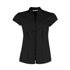 Kustom Kit Női csapott ujjú blúz Kustom Kit Women's Tailored Fit Mandarin Collar Blouse SSL S (10), Fekete