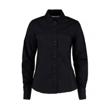 Kustom Kit Női hosszú ujjú blúz Kustom Kit Women&#039;s Tailored Fit City Shirt 2XL, Fekete blúz