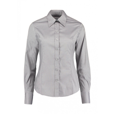 Kustom Kit Női hosszú ujjú blúz Kustom Kit Women&#039;s Tailored Fit Premium Oxford Shirt 2XL, Ezüstszürke blúz
