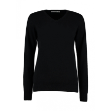 Kustom Kit Női hosszú ujjú kötött felső Kustom Kit Women&#039;s Classic Fit Arundel Sweater XS, Fekete női pulóver, kardigán