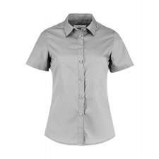 Kustom Kit Női rövid ujjú blúz Kustom Kit Women&#039;s Tailored Fit Poplin Shirt SSL L, Világos szürke blúz