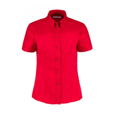 Kustom Kit Női rövid ujjú blúz Kustom Kit Women&#039;s Tailored Fit Premium Oxford Shirt SSL L, Piros blúz