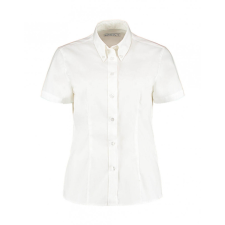 Kustom Kit Női rövid ujjú blúz Kustom Kit Women&#039;s Tailored Fit Premium Oxford Shirt SSL S, Fehér blúz