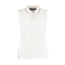 Kustom Kit Női ujjatlan galléros póló Kustom Kit Women&#039;s Classic Fit Sleeveless Polo XL, Fehér/Sötétkék navy női póló