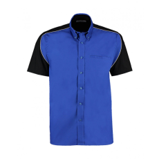 Kustom Kit Uniszex rövid ujjú Ing Kustom Kit Classic Fit Sebring Shirt SSL L, Királykék/Fekete/Fehér