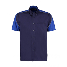 Kustom Kit Uniszex rövid ujjú Ing Kustom Kit Classic Fit Sebring Shirt SSL M, Sötétkék (navy)/Királykék/Fehér férfi ing