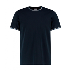 Kustom Kit Uniszex rövid ujjú póló Kustom Kit Fashion Fit Tipped Tee XS, Sötétkék (navy)/Fehér/Világos kék