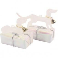  Kutya akryl ajándék dobozon átlátszó 1db felakasztható karácsonyfadísz karácsonyi dekoráció