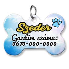  Kutyabiléta, csont alakú (tetszőleges adatokkal), felhő háttérmintával nyakörv, póráz, hám kutyáknak